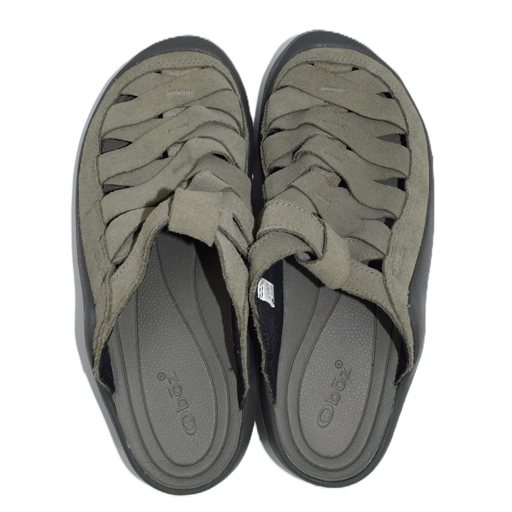 Oboz Whakata Town Slide Sandal Mens 10 Olive Green Excellent Woven Suede